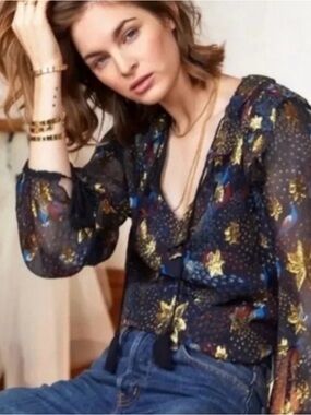 Sézane Fiore Silk Blouse FR38